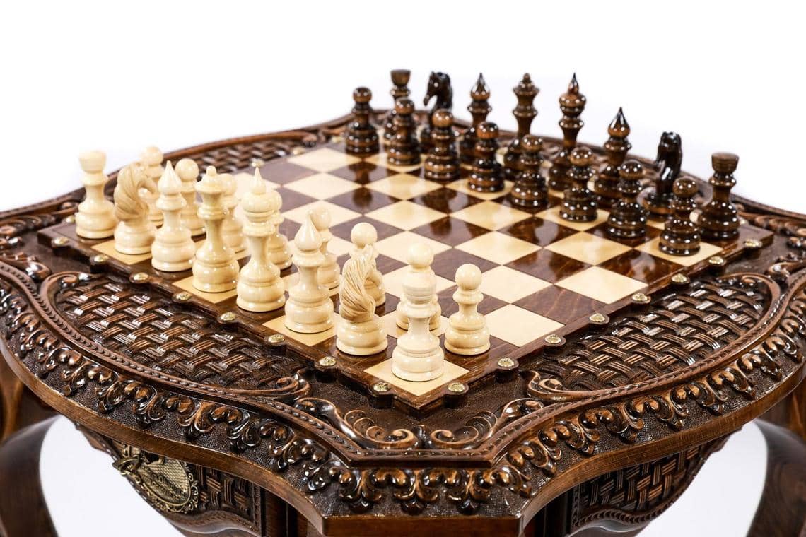 Table d'Échecs <br>avec Tiroir de Rangement